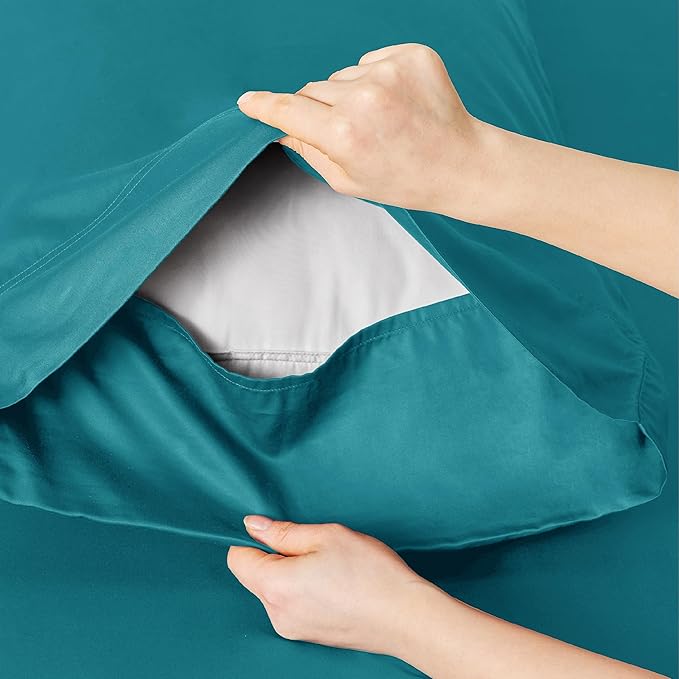Bedsure King Size Sheets Set, Cooling Sheets for Hot Sleepers, Rayon Derived from Bamboo, Breathable & Soft, Deep Pocket Up to 16 Inches, Hotel Luxury Silky Bedding, Turquoise