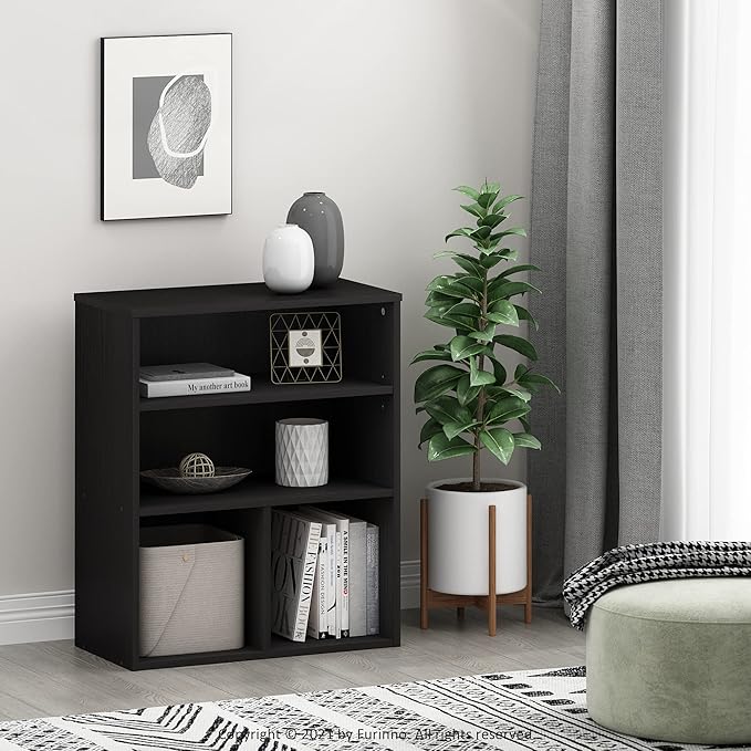 Furinno Pasir 3 Tier Display Bookcase, Black Oak