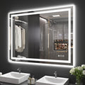 40"X32" LED Bathroom Mirror with Front Lights and Backlit, Anti-Fog, Dimmable, Shatter-Proof Tempered Glass, Lighted Bathroom Vanity Mirror for Wall with 3 Colors, Memory Function