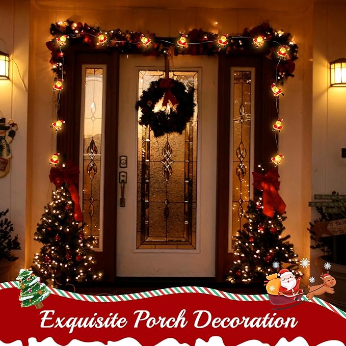 Christmas Decorations Indoor Lights, 10FT 30 LED Christmas Santa Claus Fairy String Lights Battery Operated for Xmas Tree Party Festive Holiday Christmas Gifts Cute Room Decor