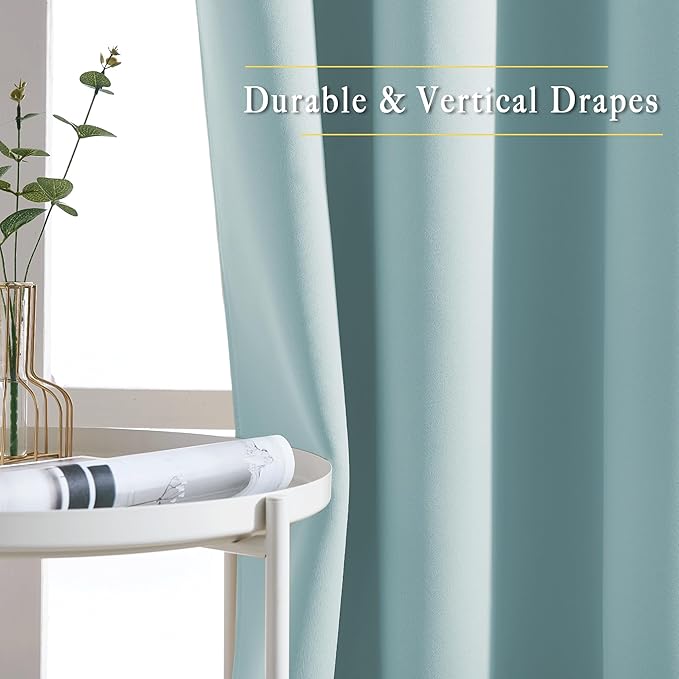 NICETOWN Room Darkening Curtains for Living Room 84 inches Long - Sky Blue Grommet Room Darkening Window Treatments Sound Reducing Drapes for Bedroom, 2 Panels, W52 x L84