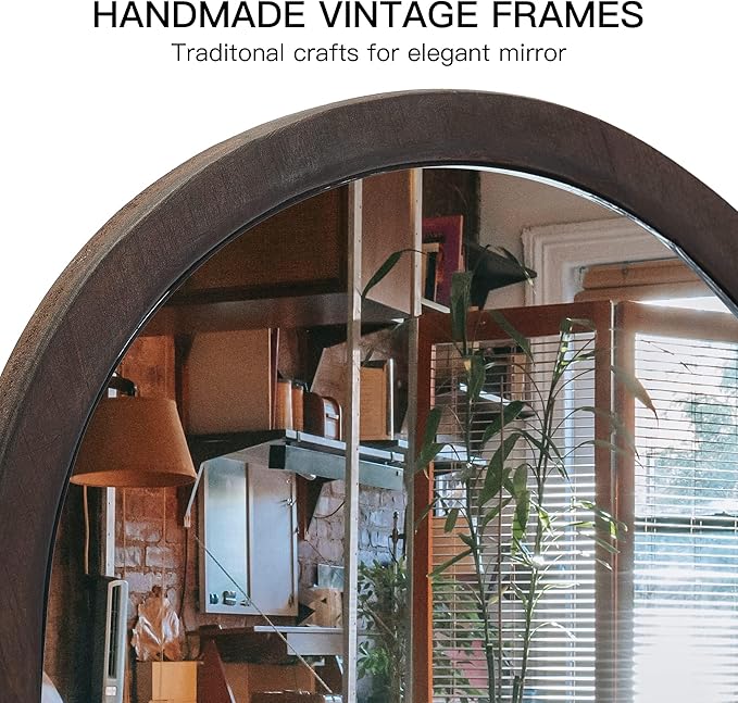 Generic Vanity Table Makeup Mirror-Desk Small Standing Vintage Mirrors 360° Adjustable Rotation, Bronze Wood Framed for Dressing Table,Bedroom, Bathroom,Tabletop,Antique,Desktop 11.8'' x 7.8''