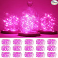 15 Packs 20 Led Pink Fairy String Lights Battery Operated 6.6ft Silver Wire Firefly Starry Lights Waterproof for Bedroom DIY Table Bottle Wedding Valentine's Day Party Decor