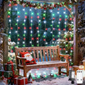 JMEXSUSS 300LED Red White and Green Christmas Curtain Lights with Remote, Indoor Christmas String Lights Plug in, Hanging Twinkle Lights for Bedroom Window Wall Yard Outdoor Xmas Decor, 9.8x9.8ft