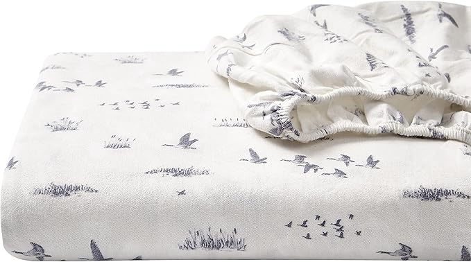 Eddie Bauer - King Sheet Set, Warm Breathable Cotton Flannel Bedding with Deep Pockets, Brushed for Extra Softness, Cozy Home Decor, Oeko-Tex Certified (Geese Meadows, King)