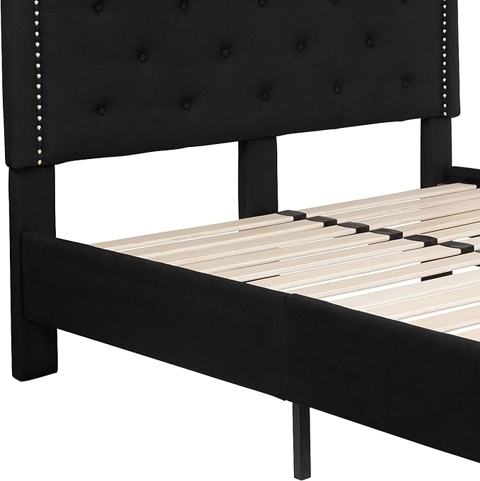 Flash Furniture Brighton Full Size Tufted Upholstered Platform Bed in Black Fabric