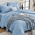 HEVUMYI Light Blue Twin Comforter Set - 5-Piece All Season Bed in a Bag Twin, Ultra Soft Bedding Set with Comforter, Flat Sheet, Fitted Sheet, Pillowcases, Pillow Shams