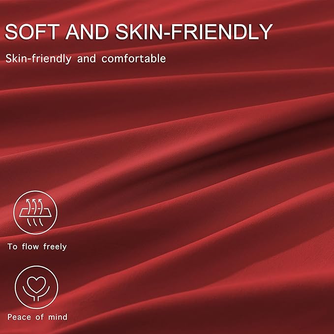 Monbix Queen Comforter Set - 7 Pieces Bright Red Bed in a Bag Queen Bedding Sets with Comforters, All Seasons Down Alternative Comforter Bed Set with Sheets, Pillowcases & Shams