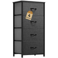 DWVO Storage Tower with 4 Drawers - Fabric Dresser, Organizer Unit for Bedroom, Living Room, Closets - Sturdy Steel Frame, Easy Pull Fabric Bins & Wooden Top