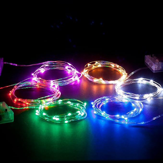 30 LEDs Blue Color String Lights Silver Wire Indoor and Outdoor 9.5 Feet Firefly Starry Fairy Lights Battery Powered for DIY, Christmas, Holidays, Party, Bedroom and Centerpieces