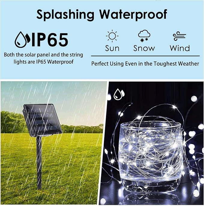 Solar String Lights Outdoor, 4 Pack Each 100 LED Solar Christmas Twinkle Lights Outside, Waterproof Copper Wire with 8 Modes Solar Fairy Lights for Garden Yard Tree Wedding Christmas Decor(Cool White)