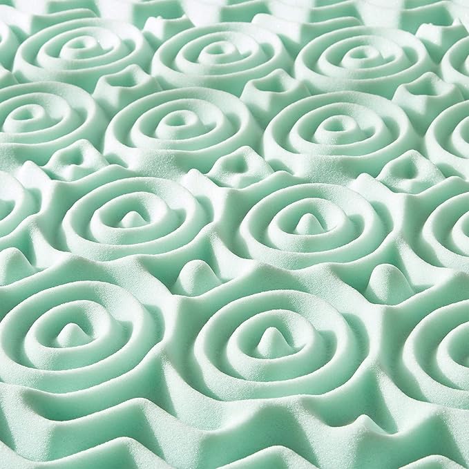 Mellow 1.5 Inch 5-Zone Memory Foam Mattress Topper, Calming Aloe Infusion, Dorm Essentials, Twin XL