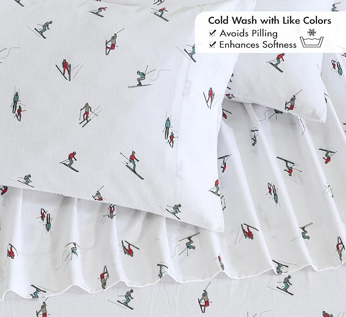 RUVANTI Flannel Sheets Twin XL Size - 100% Cotton Double Brushed Twin XL Sheet Sets, Deep Pockets 16 Inches, All Seasons Breathable & Extra Soft Bed Sheets, Warm & Cozy, 3 Piece, Flurry Friends