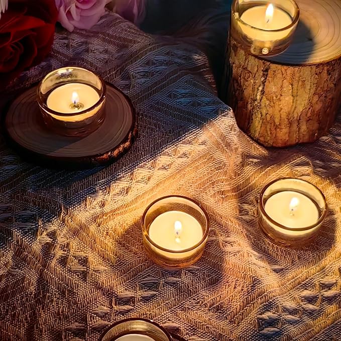 GOLDEAL 60 Pcs Gold Glass Tealight Candle Holders-Tea Candle Holders Bulk - Perfect for Weddings, Parties, Dinners - Ideal for 1.5" Standard Tealights and Candle Moulds