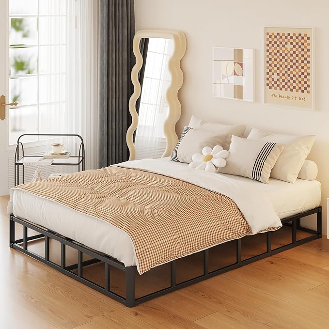 10 Inch Box Spring for Queen Bed High Profile Heavy Duty Metal Queen Box Spring with Fabric Cover, Sturdy Mattress Foundation, Easy Assembly, Noise Free, Black