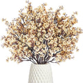 Uieke 30 Pcs Artificial Flowers Baby Breath Faux Champagne Artificial Gypsophila Bouquet Fake Silk Flowers Real Touch for Home Office Kitchen Wedding Wall DIY Room Farmhouse Décor