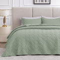 Love's cabin Twin Quilt Bedding Set Sage Bedspreads - Soft Bed Summer Lightweight Bedspread Comforter - Wave Pattern Bedding Coverlet for All Season - 2 Pieces (1 Quilt, 1 Pillow Sham)