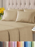Cal King 6 Piece Sheet Set - Comfy Breathable & Cooling - Soft Hotel Luxury Bedding Set with 8-16 Inch Deep Pockets - 1 Flat & 1 Fitted Sheet & 4 Pillowcases - Wrinkle Free & Easy Care - Heathered Tan