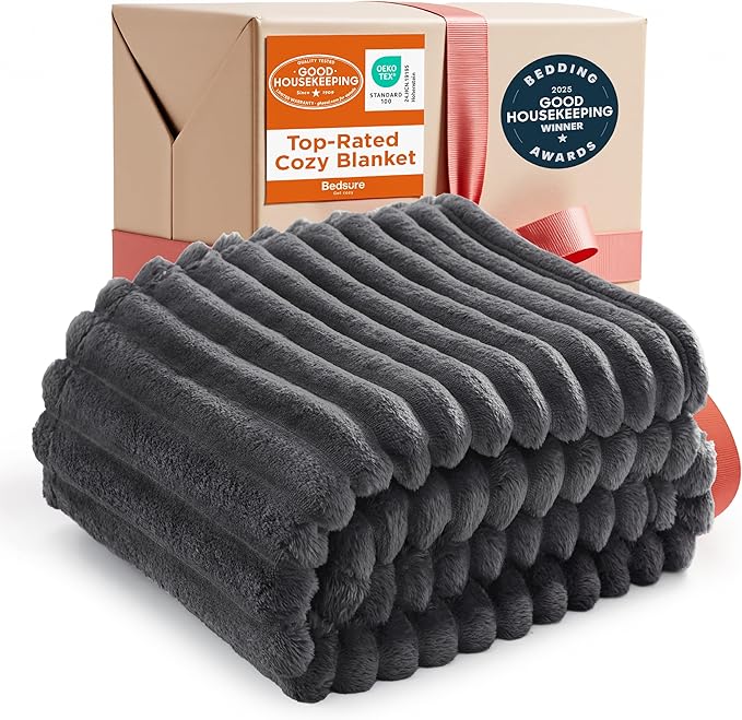 Bedsure GentleSoft Grey Twin Blanket for Bed - Super Soft Cozy Blankets for Women, Cute Large Blanket for Girls, 66x90 Inches