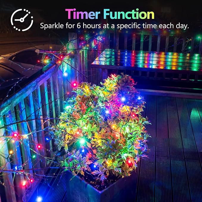 2 Pack Christmas Battery Operated Fairy Lights with Remote, 66FT 200LED Waterproof Battery Christmas Twinkle Lights with Timer, String Light for Bedroom Christmas Decorations (Multicolor)