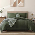 Monbix California King Size Comforter Set - 7 Pieces Bed in a Bag California King, Olive Green Bedding Sets, All Seasons Down Alternative Comforter Bed Set with Sheets, Pillowcases & Shams