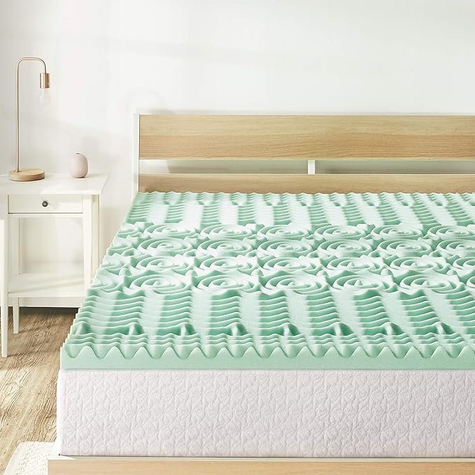 Mellow 1.5 Inch 5-Zone Memory Foam Mattress Topper, Calming Aloe Infusion, Dorm Essentials, Twin XL