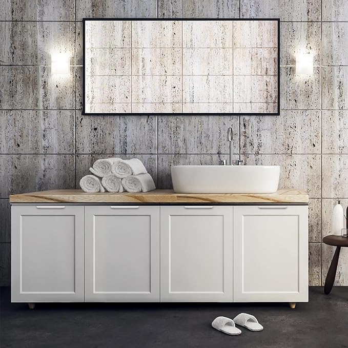 Ravinte Hardware 30 Pack Silver Cabinet Handles, 7.8 Inch (200mm) Finger Edge Pulls, 6-1/4 Inch Hole Center, Finger Pulls for Cabinets
