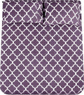 Mejoroom King Bed Sheet Set - Super Soft Brushed Microfiber 1800 Thread Count Sheets with 15 inch Deep Pocket - Wrinkle Free - 4 Piece (King, Purple Quatrefoil with White Pattern)