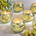 Green Mercury Glass Votive Candle Holders Set of 12, Round Tealight Candle Holders Bulk for Table Centerpieces, Weddings, Shower Gifts, Christmas, Halloween Party Decorations