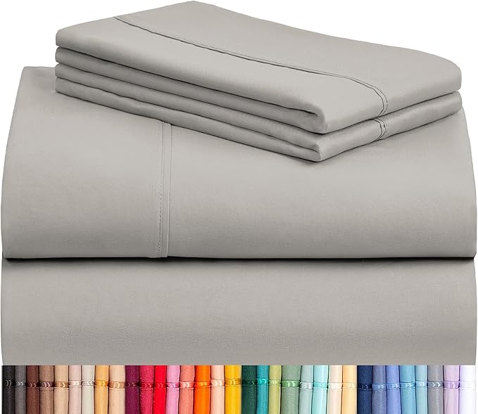 LuxClub 4 PC King Sheet Set, Breathable Luxury Bed Sheets, Deep Pockets Wrinkle Free Cooling Bed Sheets Machine Washable Hotel Bedding Silky Soft - Light Taupe King