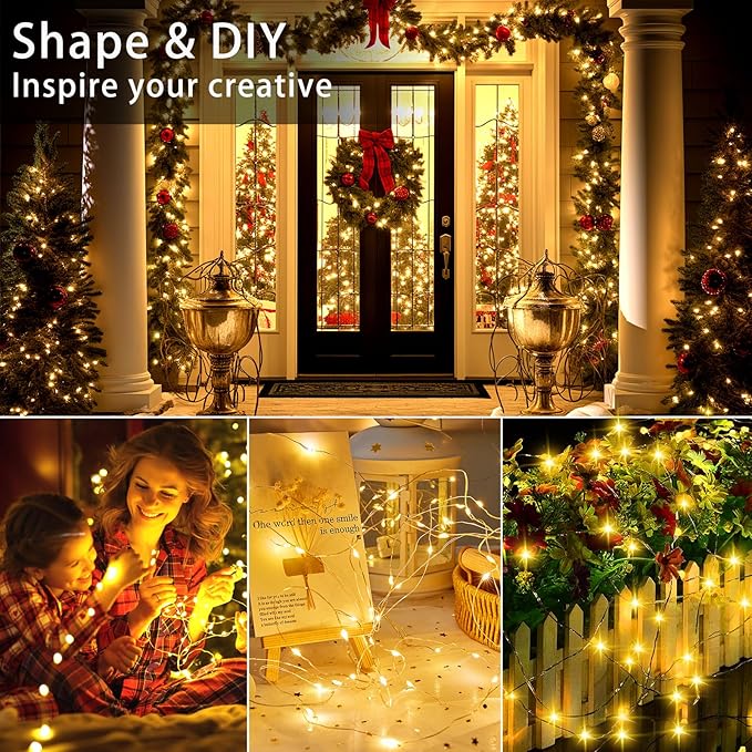 16 Pack 10 ft 30 LED Fairy Lights Battery Operated Waterproof Silver Wire Mini String Lights Firefly Starry Moon Lights for DIY Crafts Wedding Party Bedroom Table Centerpieces Christmas(Warm White)