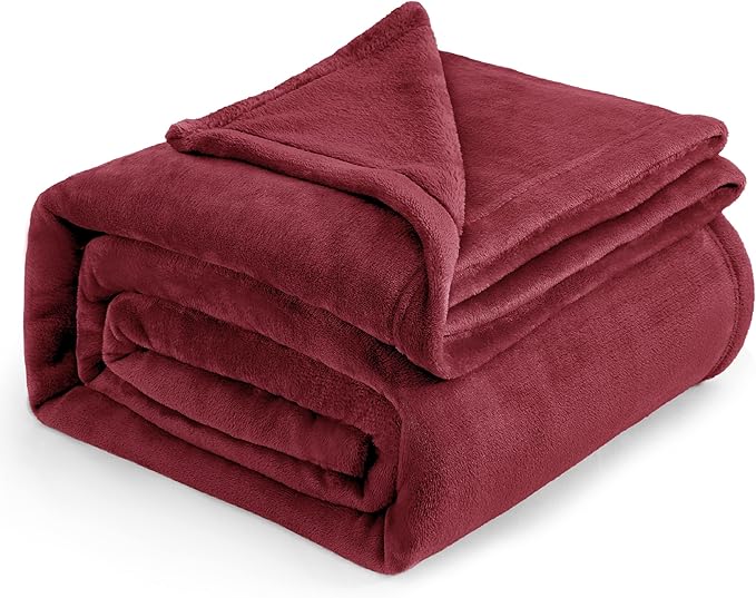 Bedsure GentleSoft Fleece Blankets King Size Burgundy - Bed Blanket Soft Lightweight Plush Cozy Fuzzy Luxury Microfiber, 108x90 inches