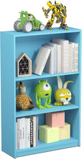 Furinno JAYA Book Shelf, 3-Tier Bookshelf, Bookcase with Adjustable Shelves, 9.5 x 24.5 x 40.3, for Living Room, Bedroom, Home Office, Light Blue
