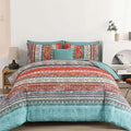 Cottolester Boho King Size Comforter Set 8 Pieces,Terracotta Comforter Bohemian Striped Bed in A Bag, Soft Microfiber Bedding Set for All Seasons