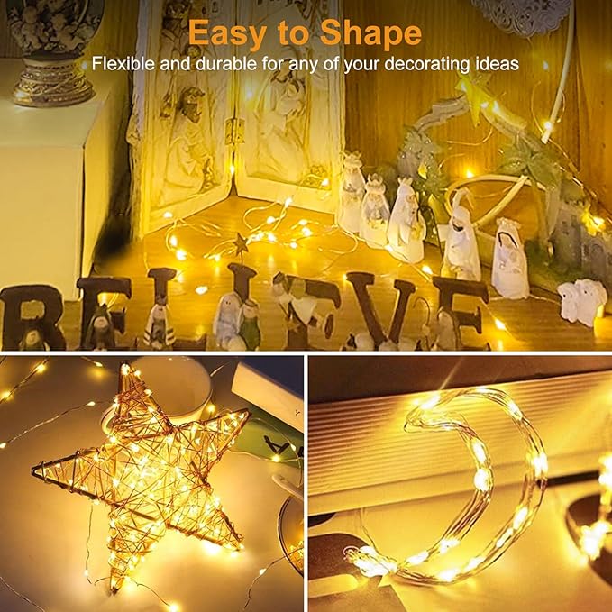 btfarm 30 Pack Fairy Lights Battery Operated [3 Modes], 7ft 20 Led Twinkle Lights String Lights Waterproof Bulk Small Mini Silver Wire for Christmas Mason Jars Wedding Table Centerpiece, Warm White