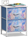 Sorbus Nightstand with 2 Drawers - Kids Bedside Furniture End Table Night Stand - Steel Frame, Wood Top & Easy Pull Fabric Bins - Dresser & Chest for Home, Bedroom Accessories, Office & College Dorm