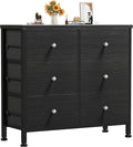 BOLUO Black Dresser for Bedroom 6 Drawer Dressers & Chests of Drawers Small Fabric Dresser Storage for Closet Modern