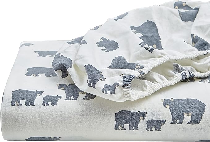 Eddie Bauer - King Sheets, Cotton Flannel Bedding Set, Brushed For Extra Softness, Cozy Home Decor (Bear Family, King)