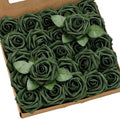 Ling’s Moment Artificial Flowers 25Pcs Emerald Green Roses Decor w/Stems,3" Real Touch DIY Foam Floral for Wedding Bouquet/Centerpieces, Outdoors Party Backdrop, Room/Table, and Garden/Pot Decorations