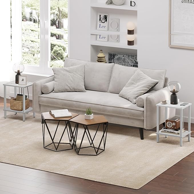 TUTOTAK End Table, Side Table, Nightstand, 2-Tier Storage Shelf, Sofa Side Table for Small Space, Living Room, Bed Room TB01BMW034