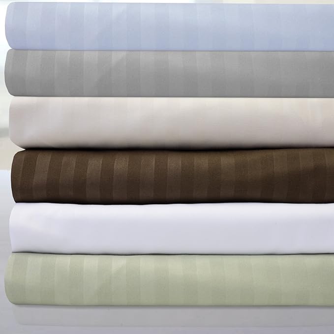 Dobby Stripe Queen Sheets - 6 Piece 1500 Supreme Collection Fine Brushed Microfiber Deep Pocket Queen Sheet Set Bedding - 2 Extra Pillow Cases, Great Value, Queen, Dobby Beige