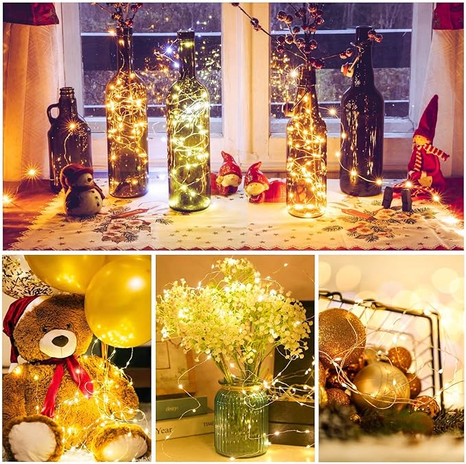 YJFWAL 12 Pack 30 LED Fairy String Lights with Timer Function, Waterproof Fairy Lights Wire Lights,Battery Operated Firefly Lights(AAA Batteries Included),for Patio,Garden,Wedding Decor (Warm White)