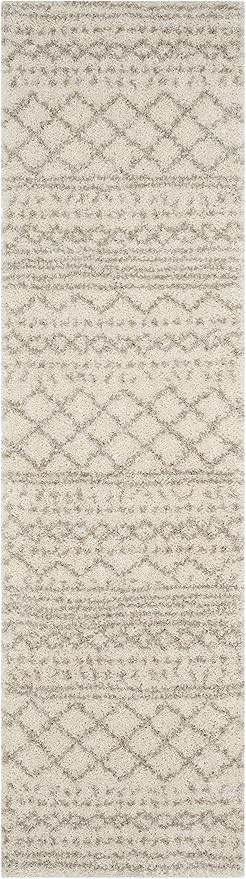 SAFAVIEH Arizona Shag Collection Runner Rug - 2'3" x 8', Ivory & Beige, Moroccan Design, Non-Shedding & Easy Care, 1.6-inch Thick Ideal for High Traffic Areas in Living Room, Bedroom (ASG741A)