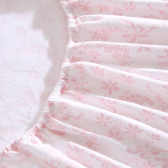 Laura Ashley - Flannel Sheets Twin Size, Anti-Pilling & Wrinkle Resistant Cotton, Touchably Soft for All-Season Comfort - Bed Sheets with Matching Pillowcase & Fitted Sheet (Antoinette Pink)