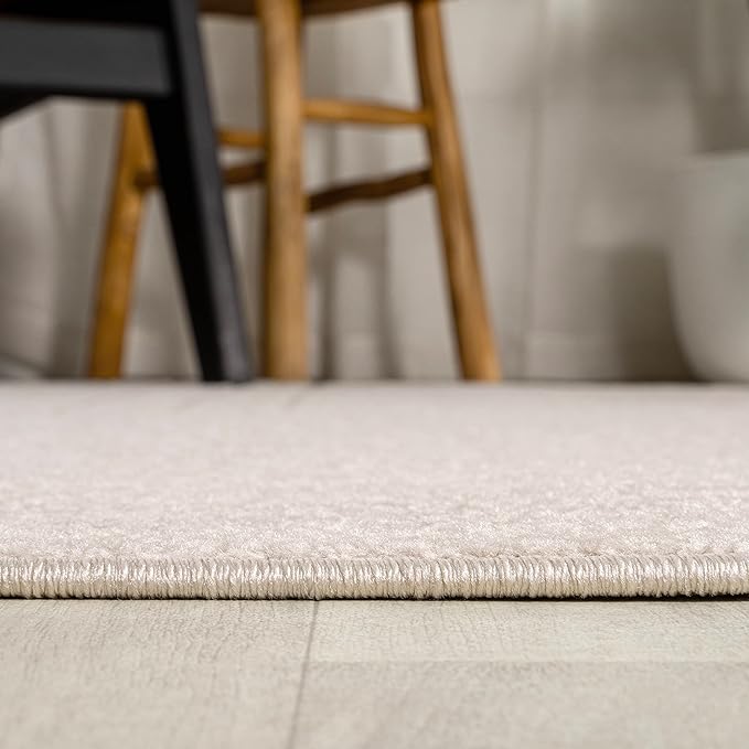 Eyely NCS101A-9SQ Scandinavian Odense Minimalist Angle Geometric Indoor Rug, Pet Friendly, Non-Shedding, Stain Resistant, Easy-Cleaning, Ivory/Cream, 9' Square, Indoor/Outdoor, Area Rug