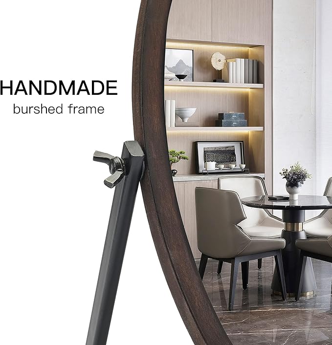 Generic Vanity Table Makeup Mirror-Desk Small Standing Vintage Mirrors 360° Adjustable Rotation, Bronze Wood Framed for Dressing Table,Bedroom, Bathroom,Tabletop,Antique,Desktop 11.8'' x 7.8''