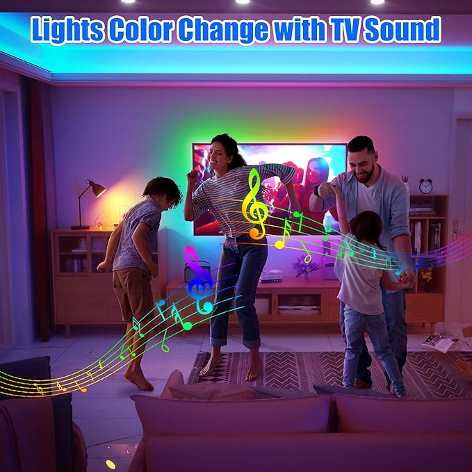 maylit ICRGB TV LED Backlight, 16.4ft Bluetooth LED Lights for TV 65-75in, USB Powered TV Lights Kit with Remote and App Control, Music Sync, Color Change with TV Sound, Bias Lighting for HDTV