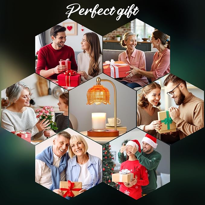 Candle Warmer Lamp with Timer and Dimmer,Electric Amber Light Gifts for Women Melt Wax Warmer Lamp with 2 Bulbs for Candle Jars House Warming New Home Decor