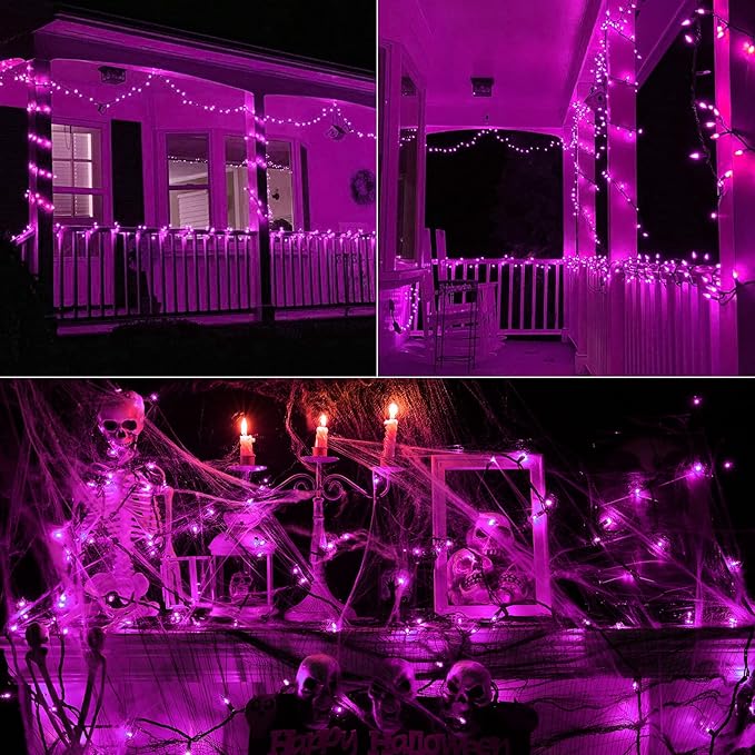 Toodour Purple Halloween Lights, 75ft 300 Count Incandescent Halloween String Lights, UL Certified Connectable Mini Bulbs String Lights for Home, Garden, Porch, Yard, Patio, Party, Indoor Decoration