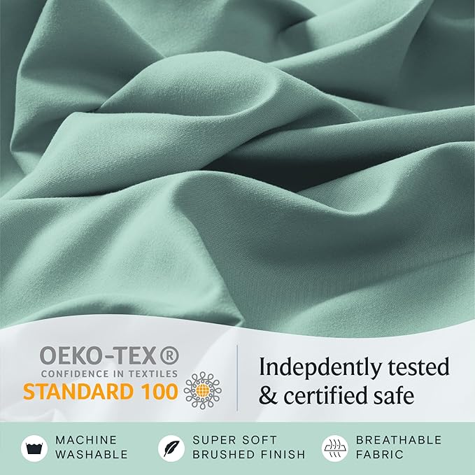 LuxClub 4 PC Full Sheet Set, Breathable Luxury Bed Sheets, Deep Pockets Wrinkle Free Cooling Bed Sheets Machine Washable Hotel Bedding Silky Soft - Light Teal Full